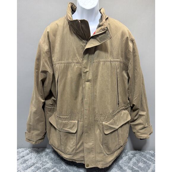 VTG Woolrich Barn Chore Coat Jacket Brown Dark Wheat Blanket Wool Lining SZ L
